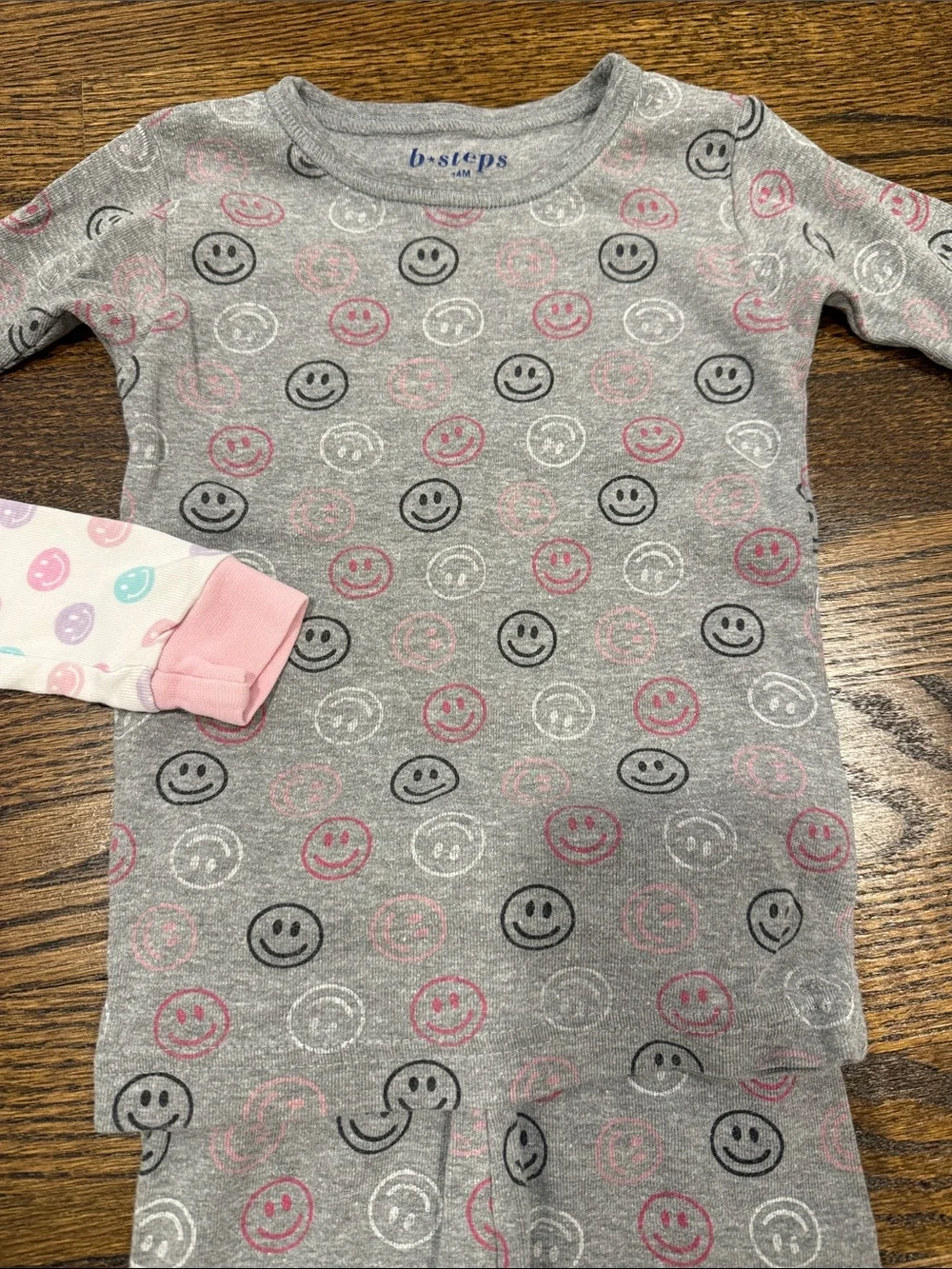 Two Pairs B Steps Little Mish Smiley Face Girls’ Pajama Sets-Pink 18-24 Months